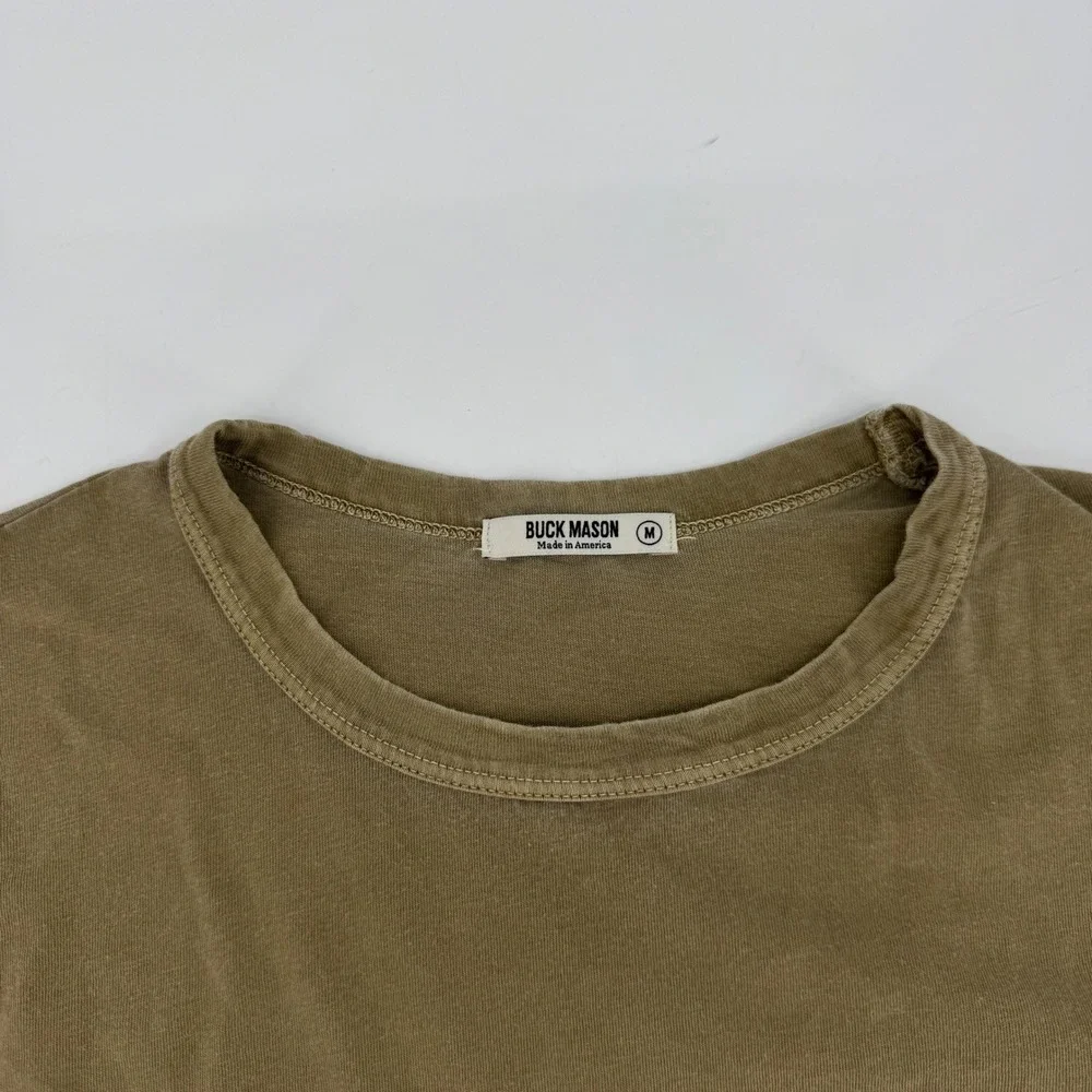 Buck Mason Slub Curved Hem Tee Mens Medium Olive Brown T-Shirt READ
